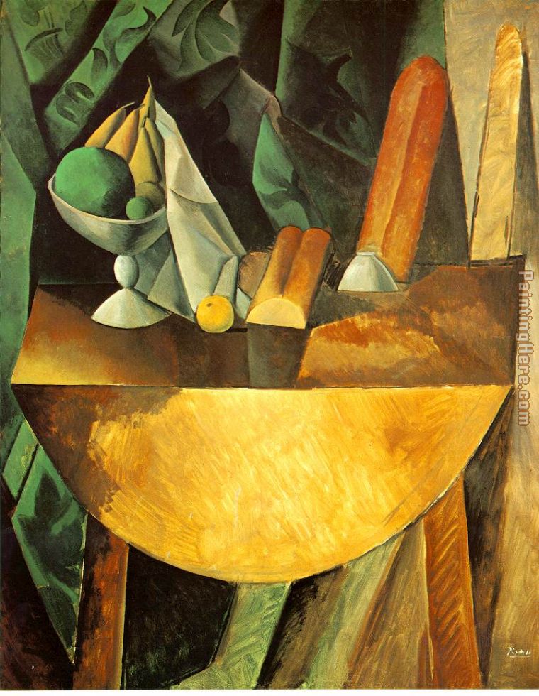 Bread and Fruit Dish on a Table painting - Pablo Picasso Bread and Fruit Dish on a Table art painting